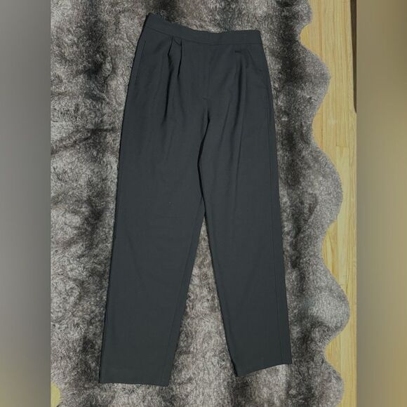 Massimo Dutti Women 10 Black Wool Blend High Rise Paperbag Dress Pants Pockets - Picture 11 of 12